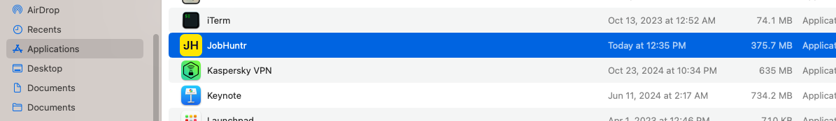 Finding the app in Finder